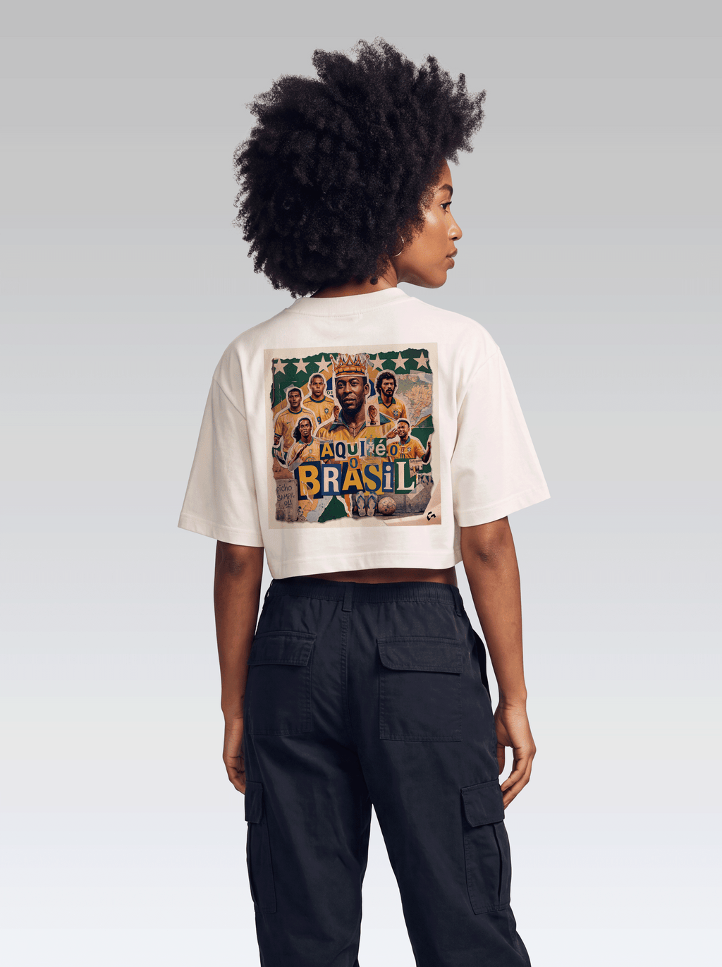 Cropped Colagem Ídolos - Off White