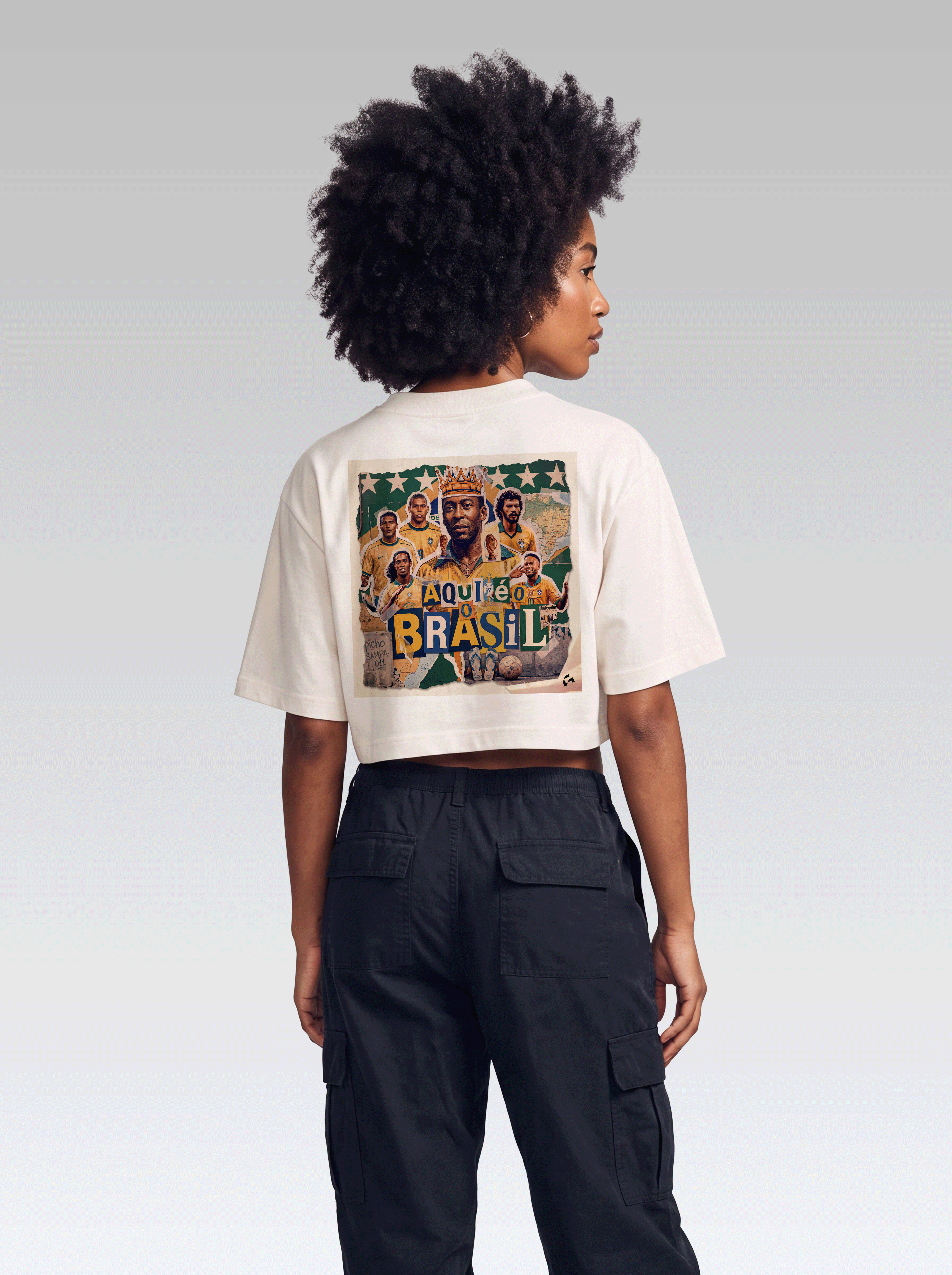 Cropped Colagem Ídolos - Off White
