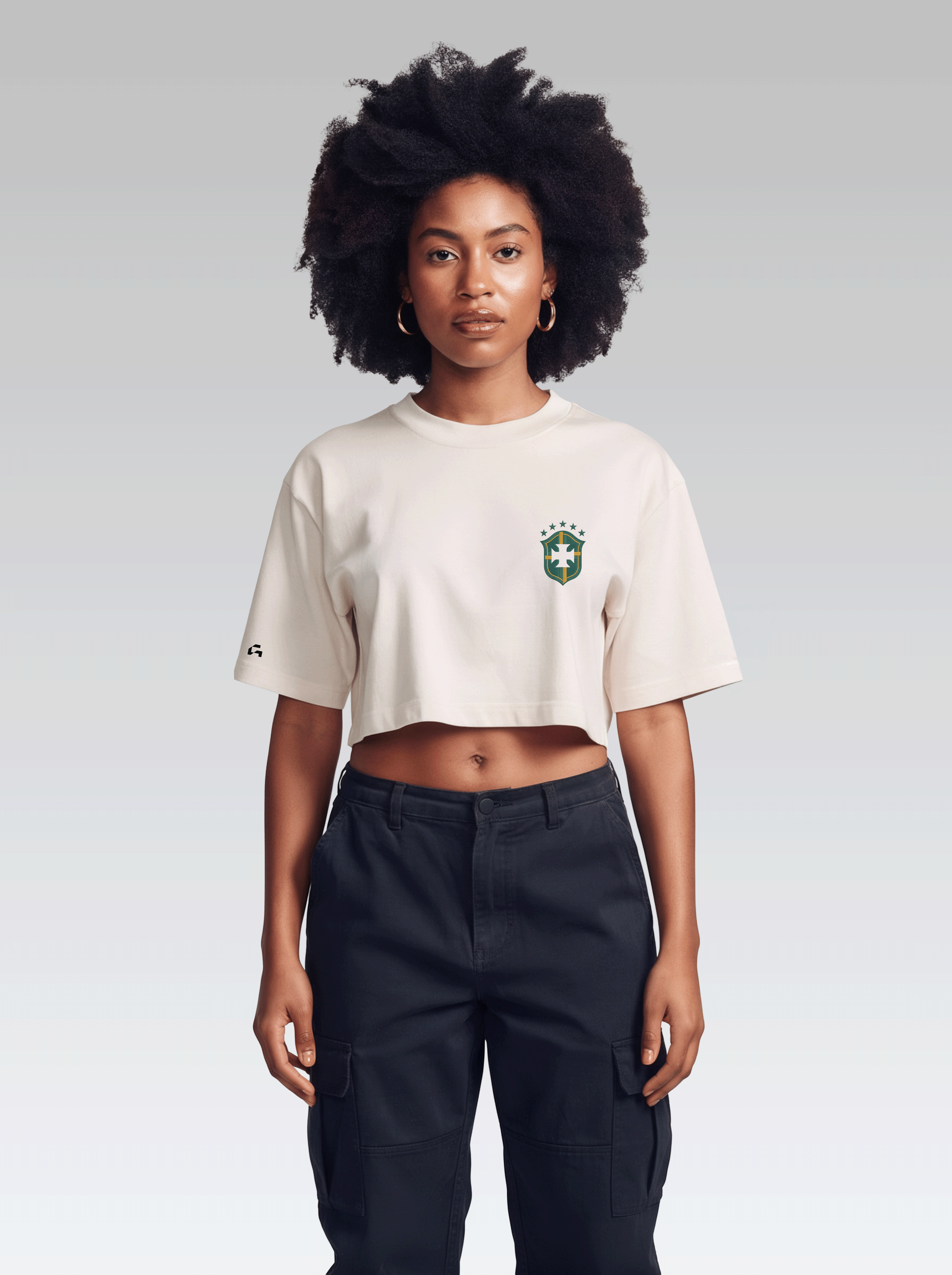 Cropped Aqui é o Brasil - Off White