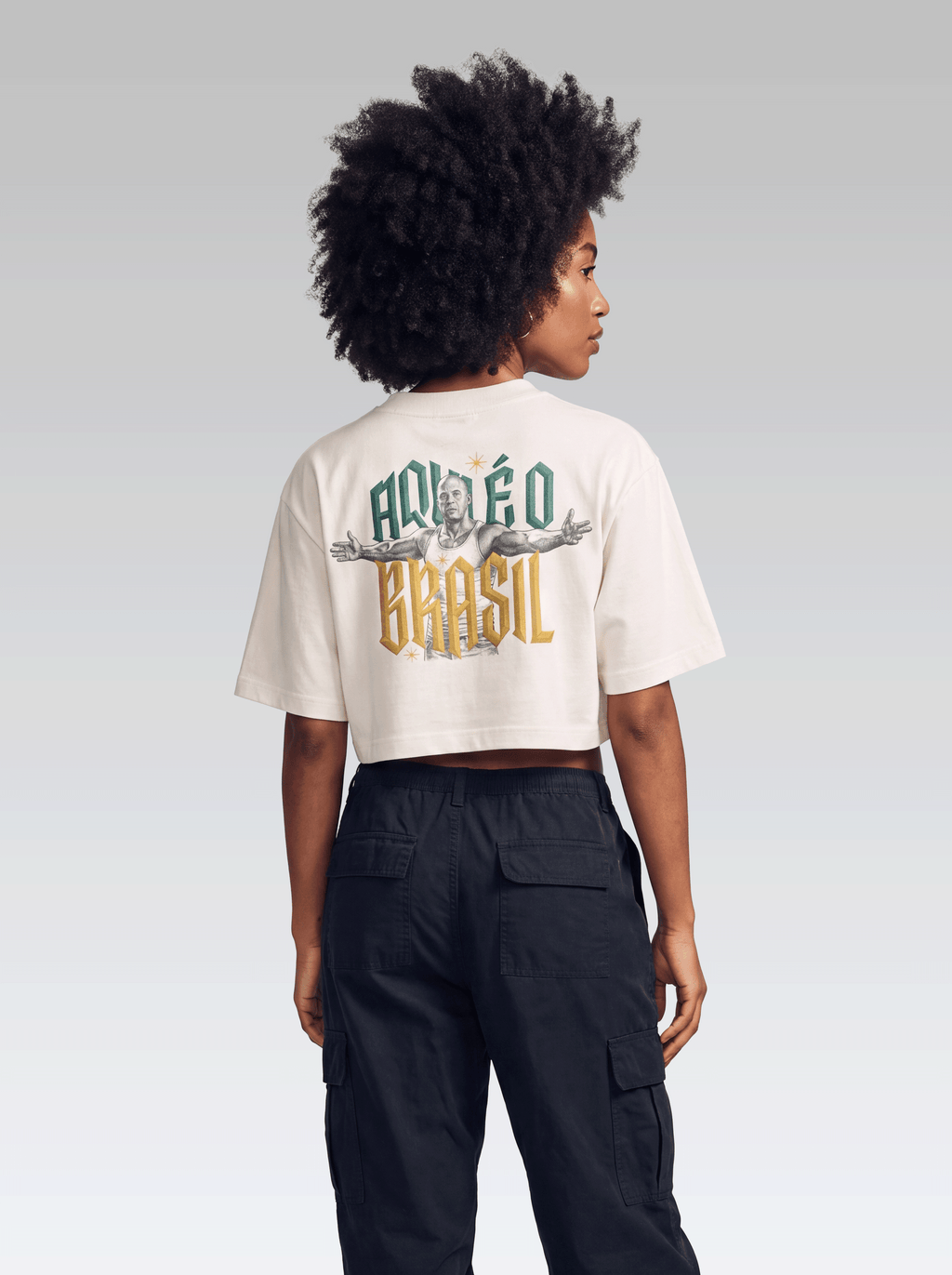 Cropped Aqui é o Brasil - Off White