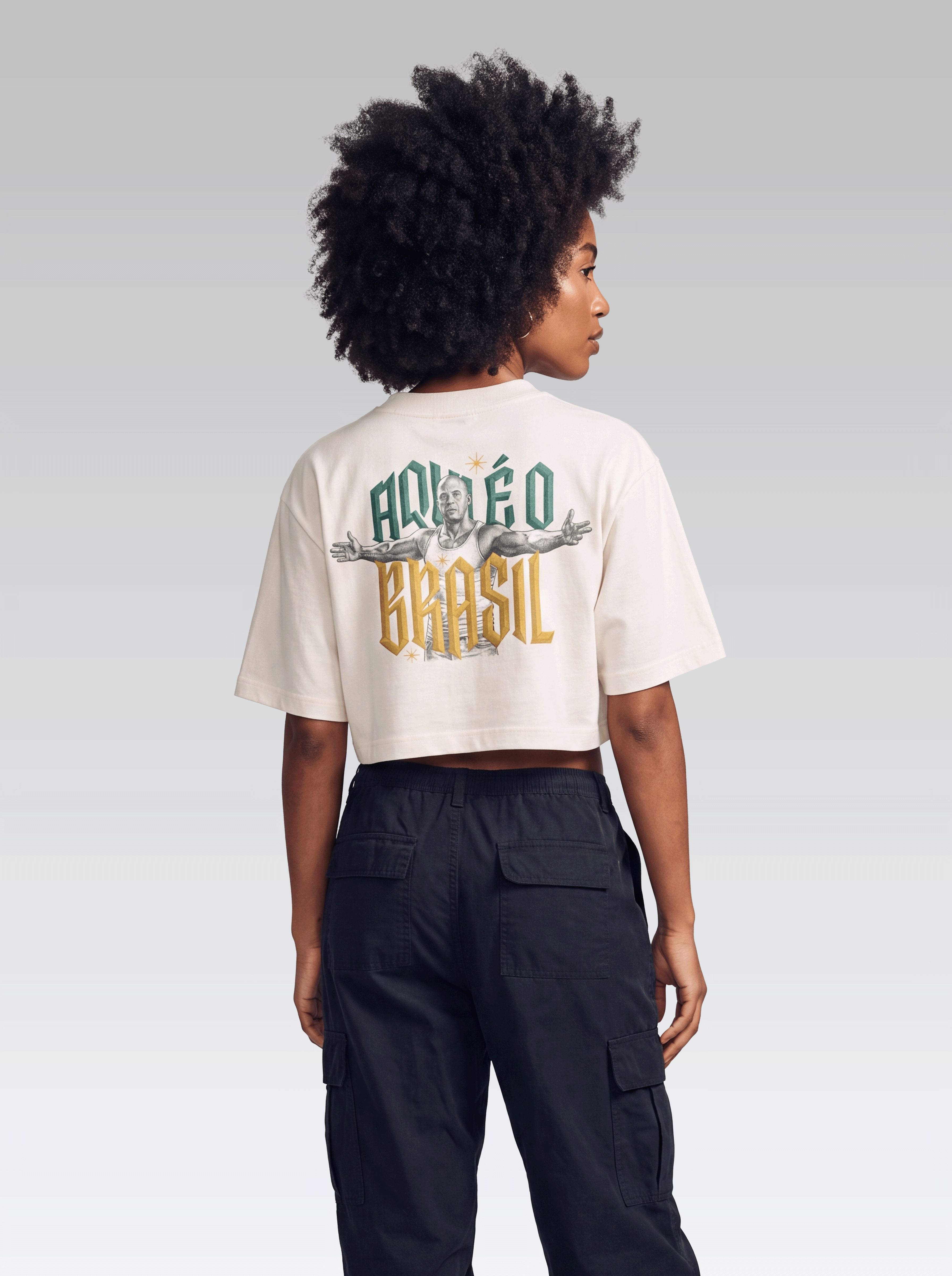 Cropped Aqui é o Brasil - Off White