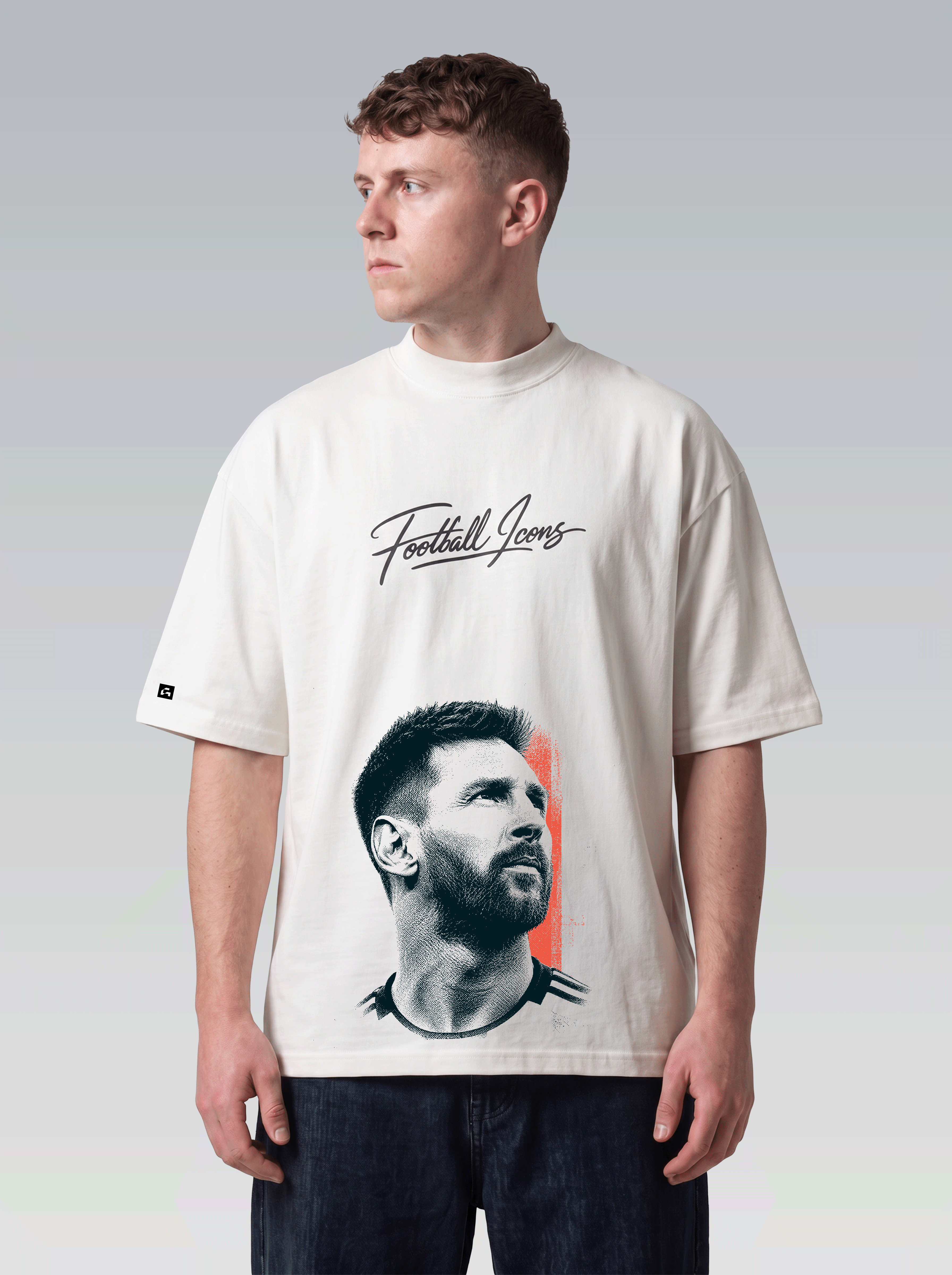 Oversized Football Icons - Messi - Off White